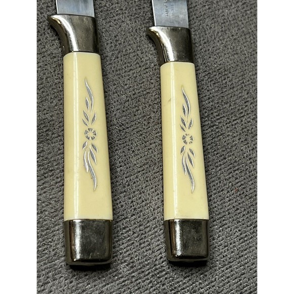 VTG Regent Sheffield Cutlery Stainless Steel Cheese Knives Bakelite Flowers - Picture 2 of 7